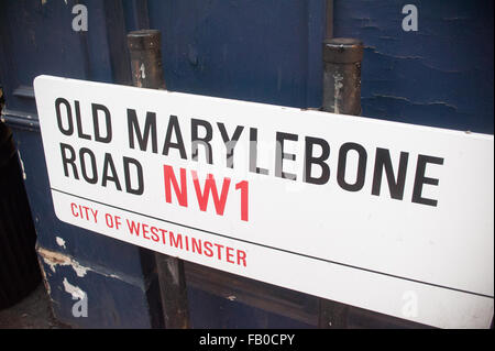 Old Marylebone Road NW1 street sign in City of Westminster, London. Stock Photo