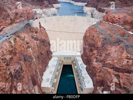 Aerial view of Hoover Dam Stock Photo