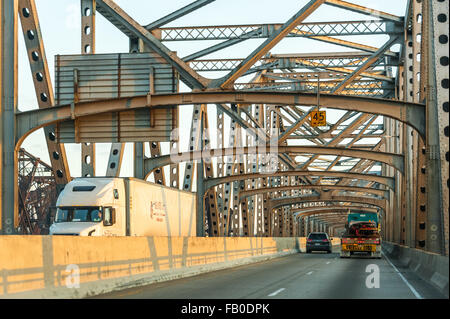 The Memphis-Arkansas Memorial Bridge crossing over the Mississippi River. USA. Stock Photo