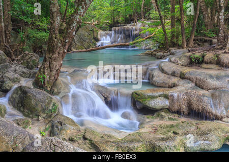tropical waterfall in Deep forest Stock Photo