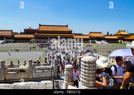 Beijing, China - The view at Forbidden city with many tourists Stock Photo