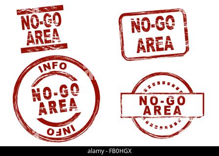 Set of stylized ink stamps showing the term no-go area. Stock Vector