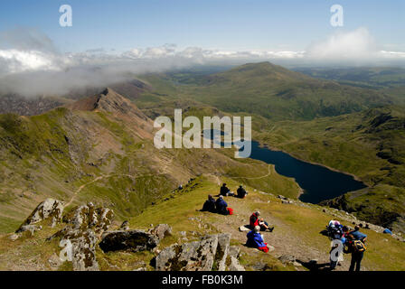 View from the summit of Snowdon, Snowdonia National Park, Gwynedd, Wales Stock Photo