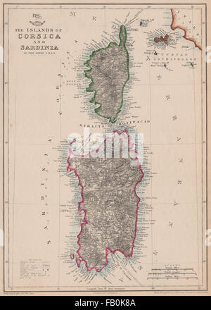 'The Islands of Corsica & Sardinia'. Elba. JOHN DOWER. Dispatch Atlas, 1862 map Stock Photo