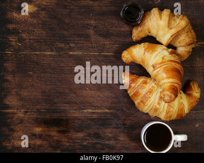 traditional croissants with jam for breakfast Stock Photo