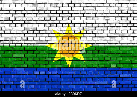 flag of Leticia painted on brick wall Stock Photo