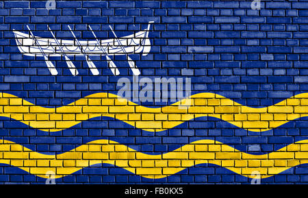 flag of St Annes on Sea painted on brick wall Stock Photo