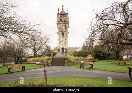 The Whitehead Clock Tower in Tower Gardens, Bury, Greater Manchester, England, UK