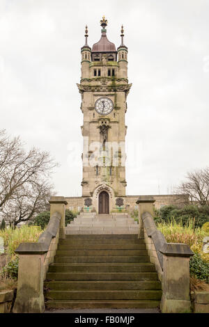 The Whitehead Clock Tower in Tower Gardens, Bury, Greater Manchester, England, UK