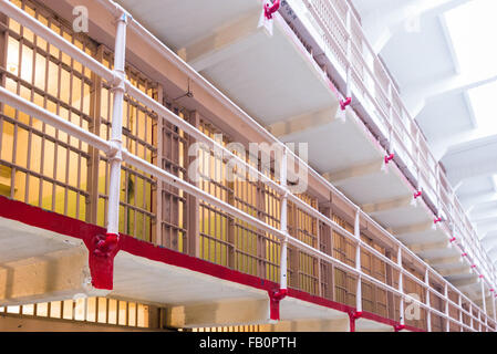 Cell block interior at Alcatraz prison Stock Photo