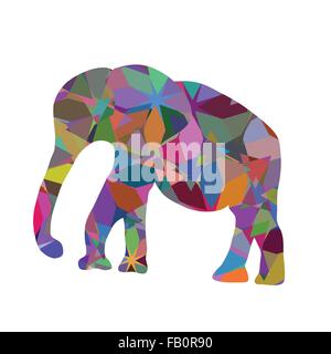 Colorful abstract modern print with elephants silhouette, vector illustration Stock Vector