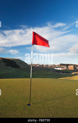 Cruden Bay golf course with the village in the background - Aberdeenshire, Scotland. Stock Photo