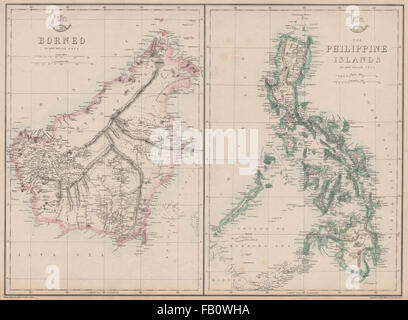 BORNEO & THE PHILIPPINE ISLANDS. East Indies. Manila Zebu/Cebu. WELLER, 1862 map Stock Photo