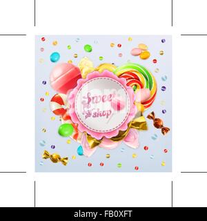 Sweet shop candy vector label Stock Vector