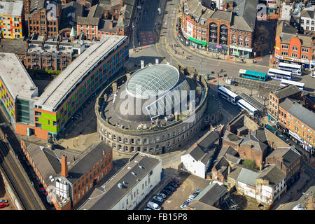 An aerial view of the Corn Exchange, a shopping centre in Leeds, West Yorkshire Stock Photo