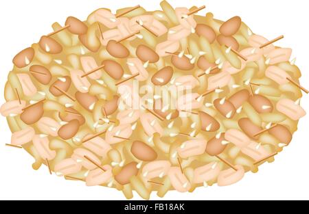 An Illustration of Peanut Cookies Made of Peanut or Groundnut, Rice and Sesame, Thai Snack of Dietary Fiber, Vitamins and Minera Stock Vector