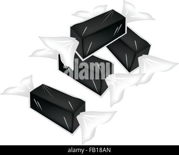 Illustration of Thai Style Sweet Candy or Banana Candy Wrapped in Candy Wrapper, It Is Very Sweet and Sticky. Stock Vector