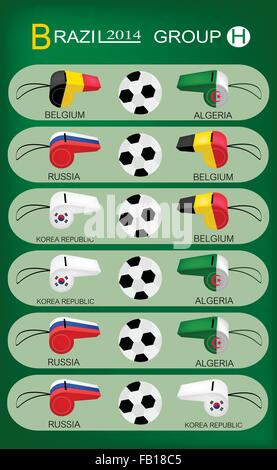 Brazil 2014 Group H, The Flags of 4 Nations of Football or Soccer Championship in Final Tournament at Brazil. Stock Vector