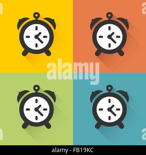 Four colored icons alarm clock Stock Vector