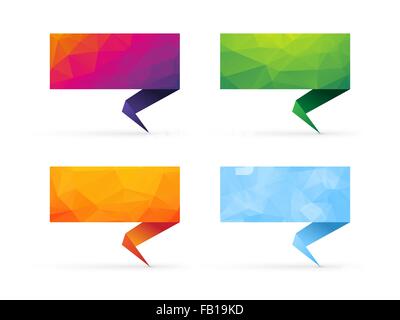 Colorful signs composed of small triangles and shadow Stock Vector