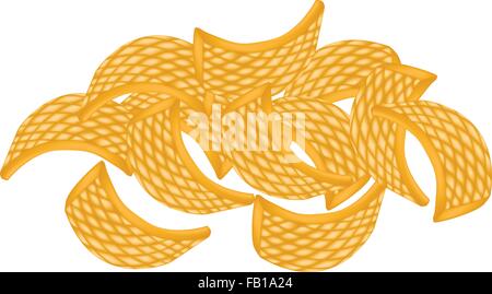 Snack, A Stack of Rice Crackers or Crisp Rice Made From Glutinous Flour, Salt and Sugar Isolated on White Background. Stock Vector