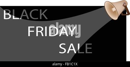 Megaphone or Loudspeaker Announcing Black Friday Sale, Sign for Start Christmas Shopping Season and Biggest Discount Promotion i Stock Vector