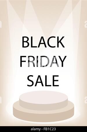 Black Friday Sale Promotion on Brown Retro Stage, Sign for Start Christmas Shopping Season and Biggest Discount Promotion in A Y Stock Vector