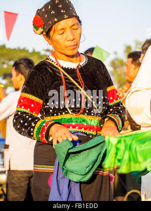 Manau Dance, traditional ceremony of Kachin people to celebrate Kachin National Day in Myitkyina, Myanmar Stock Photo