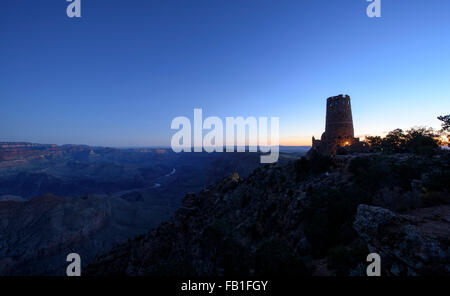 Desert View Watchtower also known as Indian Watchtower on the South Rim of Grand Canyon National Park. Stock Photo