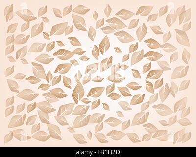 An Illustration Dried Fallen Leaves Laying on A Brown Background, The Sign of Autumn Season. Stock Vector