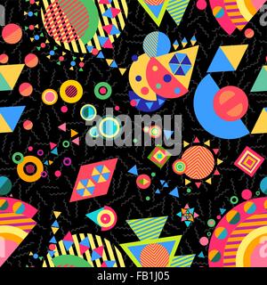 Seamless pattern background, abstract geometry elements in bright multicolor modern style. EPS10 vector. Stock Vector