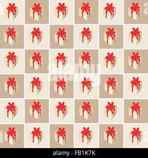 An Illustration Seamless Patterns of Lovely Gift Boxes in Brown and Light Brown Chess Board, A Perfect Gift or Present for Someo Stock Vector