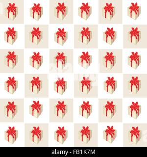 An Illustration Seamless Patterns of Lovely Gift Boxes in Brown and White Chess Board, A Perfect Gift or Present for Someone Spe Stock Vector