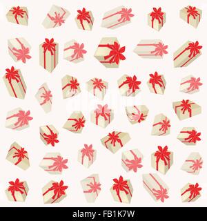 An Illustration Patterns of Lovely Gift Boxes on Light Brown Background, A Perfect Gift or Present for Someone Special. Stock Vector