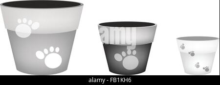 Illustration Various Color of Empty Ceramic Flower Pots or Clay Plant Pots Isolated on A White Background. Stock Vector