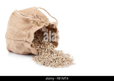 Shelled Sunflower Seeds In Hemp Sack Stock Photo