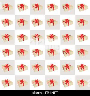 An Illustration Seamless Patterns of Lovely Gift Boxes in Light Brown and White Chess Board, A Perfect Gift or Present for Someo Stock Vector