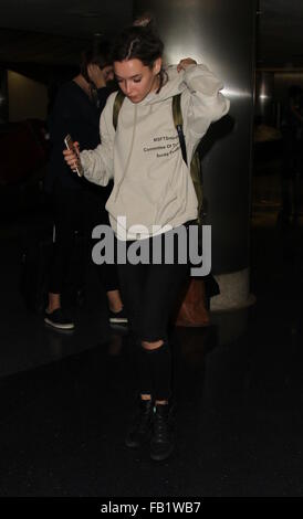 Model Sarah Snyder departs from Los Angeles International Airport  Featuring: Sarah Snyder Where: Los Angeles, California, United States When: 07 Dec 2015 Stock Photo