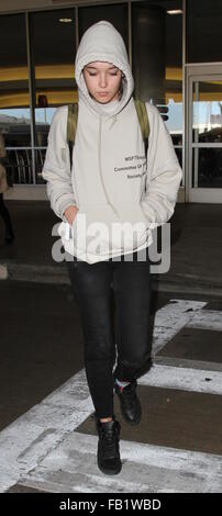 Model Sarah Snyder departs from Los Angeles International Airport  Featuring: Sarah Snyder Where: Los Angeles, California, United States When: 07 Dec 2015 Stock Photo