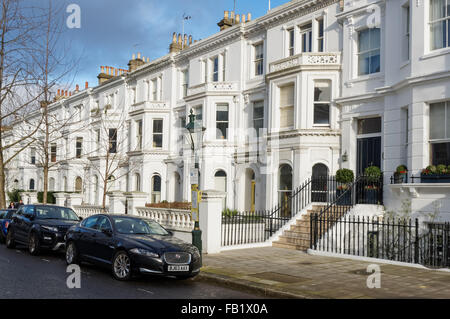 Luxury houses on Palace Gardens Terrace, residential street in Kensington, London England United Kingdom UK Stock Photo