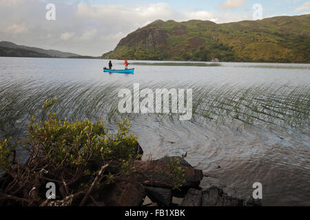 fishing on Lough Caragh on Iveragh Peninsula, County Kerry, Ireland Stock Photo