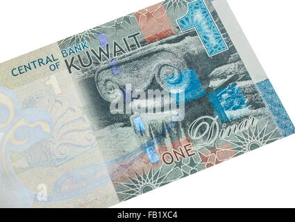 1 Kuwaiti dinar bank note. Kuwaiti dinar is the national currency of Kuwait Stock Photo