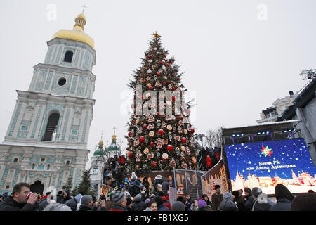Kiev, Ukraine. 07th Jan, 2016. Ukrainians wearing traditional dresses