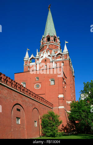 The Trinity Tower or Troitskaya Tower (1495-1499) of the Moscow Kremlin in Russia Stock Photo