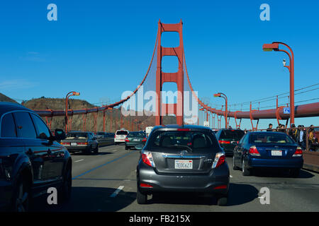 Heavy traffic on the Golden Gate Bridge, San Francisco CA Stock Photo