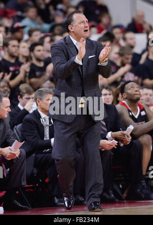 Raleigh, North Carolina, US. 7th Jan, 2016. MARK GOTTFRIED, head coach of North Carolina State. The North Carolina State University Wolfpack hosted the Louisville Cardinals at the PNC Arena in Raleigh, N.C. Credit:  Fabian Radulescu/ZUMA Wire/Alamy Live News Stock Photo
