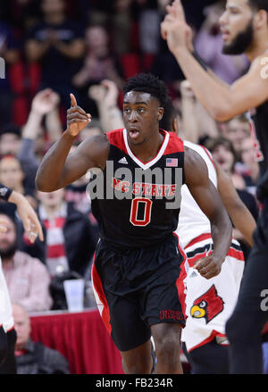 Raleigh, North Carolina, US. 7th Jan, 2016. ABDUL-MALIK ABU (0) of North Carolina State. The North Carolina State University Wolfpack hosted the Louisville Cardinals at the PNC Arena in Raleigh, N.C. Credit:  Fabian Radulescu/ZUMA Wire/Alamy Live News Stock Photo