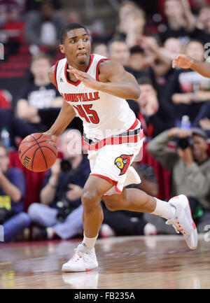 Raleigh, North Carolina, US. 7th Jan, 2016. DONOVAN MITCHELL (45) of Louisville. The North Carolina State University Wolfpack hosted the Louisville Cardinals at the PNC Arena in Raleigh, N.C. Credit:  Fabian Radulescu/ZUMA Wire/Alamy Live News Stock Photo