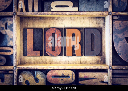 The word 'Lord' written in vintage wooden letterpress type. Stock Photo