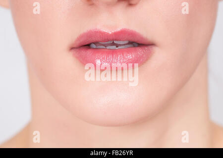 Closeup of a young woman's lips Stock Photo